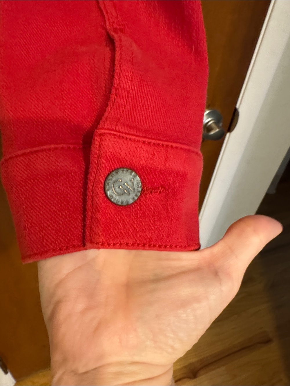 Coldwater Creek Red Denim Jacket with Button Front - Picture 6 of 7